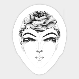 Vintage Deco Woman with Roses Sticker